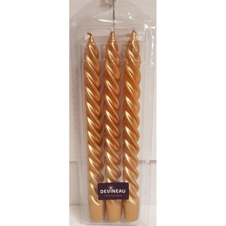 Devineau bougies flambeaux or torsadées x 3