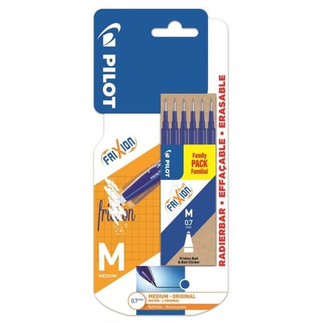 Pilot étui recharges frixion ball clicker bleu x6