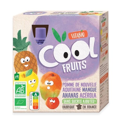 Vitabio cool fruits pomme mangue ananas 4x90g