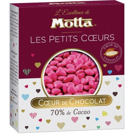 Motta les dragées coeurs chocolat fuchsia 250g