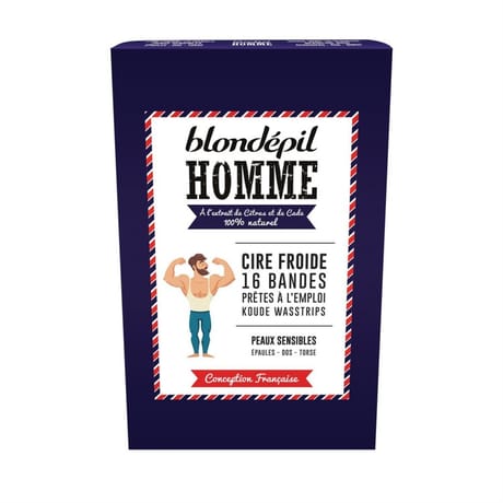 Blondépil 16 bandes de cire froide pour homme