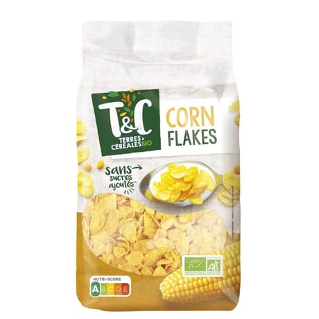 Terres et céréales corn flakes sans sucres ajoutés bio 450g