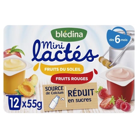 Blédina Mini lactés 12x55g Fruits rouges/Fruits du soleil 12 mois