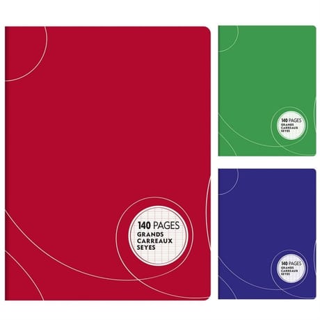 Cahier piqure 24x32 cm 140 pages grands carreaux