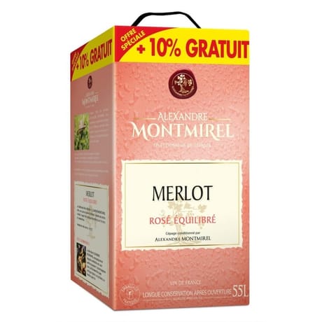 Merlot Rosé Montmirel 12% Vol.5.5l + 10% offerts
