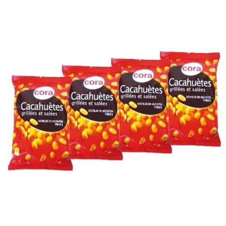 Cora cacahuètes grillées et salées lot de 4x250g