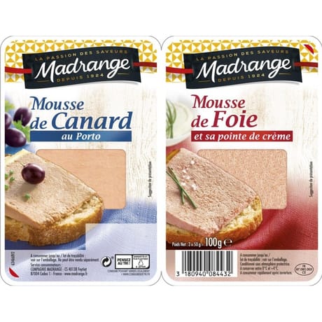 Madrange mousse de canard au porto et de foie et sa pointe de crème que l'essentiel 100g