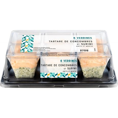 Verrines tartare de concombres et surimi 45gx6