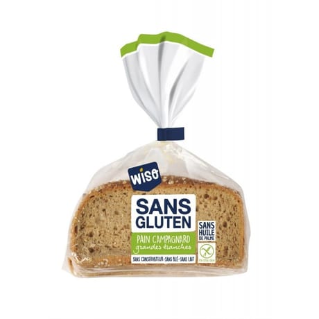 Pain grandes tranches campagnard sans gluten Wiso 360g