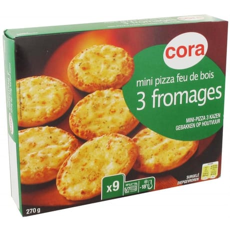 Cora 9 mini pizza feu de bois 3 fromages 270g