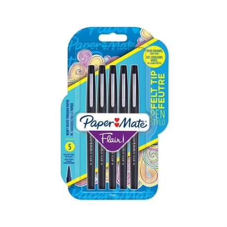 Papermate feutre flair original pointe moyenne noir x5