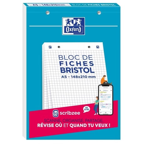 Oxford bloc bristol 2.0 perforé 148X210 30 feuilles