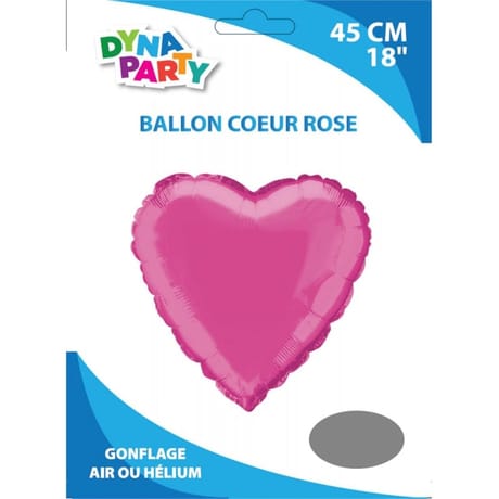Ballon alu coeur rose 45cm