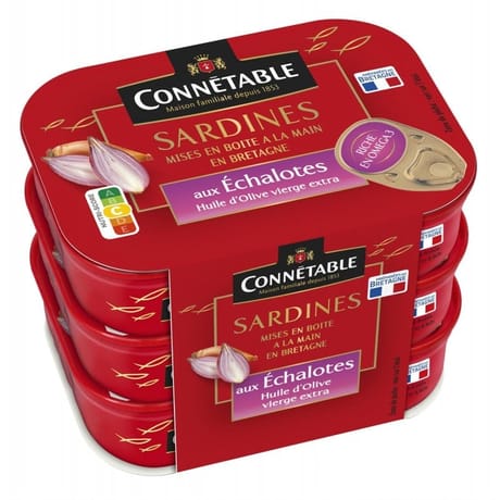 Connétable 1/5 sardines à l'huile d'olive et aux échalotes de bretagne lot de 3 405g