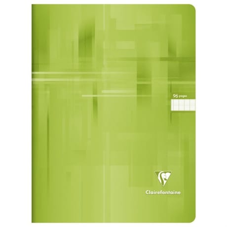 Clairefontaine cahier piqure 24x32 96 pages grands carreaux vert