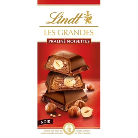 Lindt les grandes praliné noir noisettes 225g