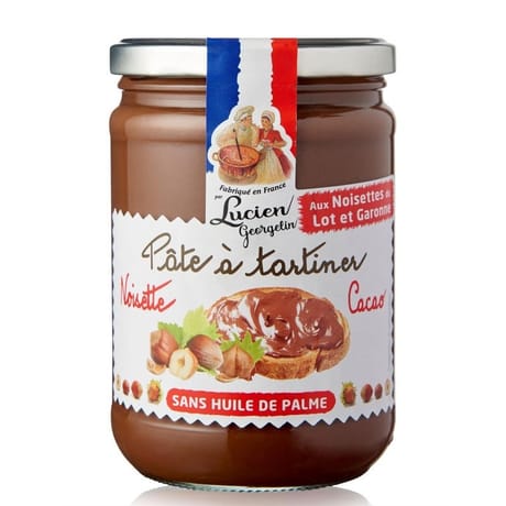 Lucien Georgelin pâte à tartiner aux noisettes du lot et garonne cacao sans huile de palme 600g
