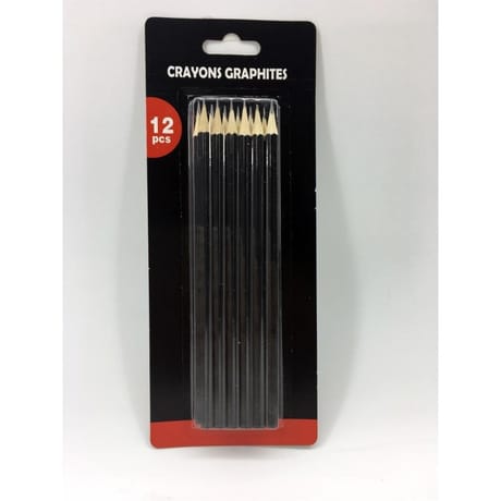 Lot de 12 crayons graphite tailles sans gomme