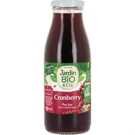 Jardin bio etic pur jus de cranberry bio bouteille de verre 50cl
