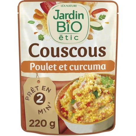 Jardin bio étic couscous poulet curcuma bio 220g