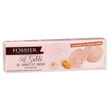 Biscuits Fossier sablé au biscuit rose et caramel beurre salé 110g