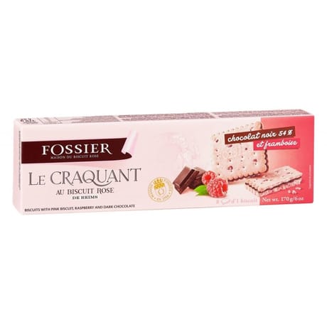 Biscuit Fossier craquant au biscuit rose framboise chocolat noir 170gr