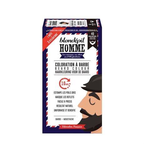 Blondépil Homme coloration brun naturel barbe & moustache kit 3 utilisations