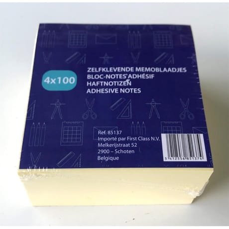 Bloc adhésif 4X100  feuilles 75x75 mm jaune