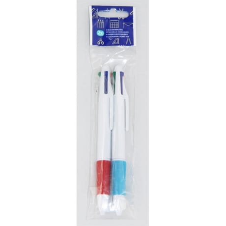 Stylo bille 4 couleurs 2 pièces