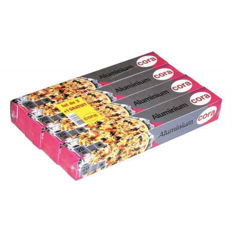 Cora papier aluminium 20m lot de 3+1 gratuit