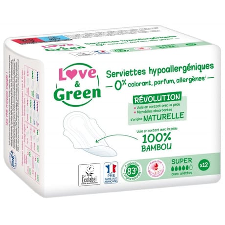 Love & green serviettes super naturelles 0% x12