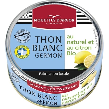 Les mouettes d'armor thon blanc germon au naturel et au citron BIO 1/5 160g