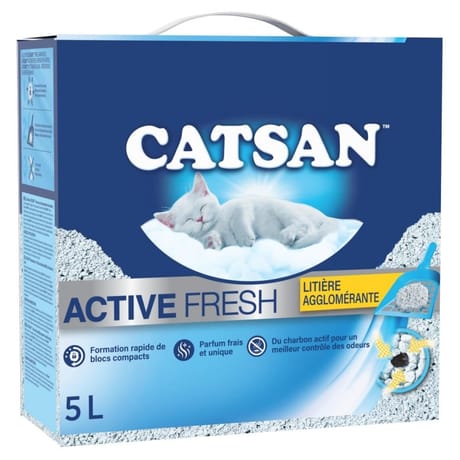 Catsan litière pour chat minérale agglomérante active fresh 5l