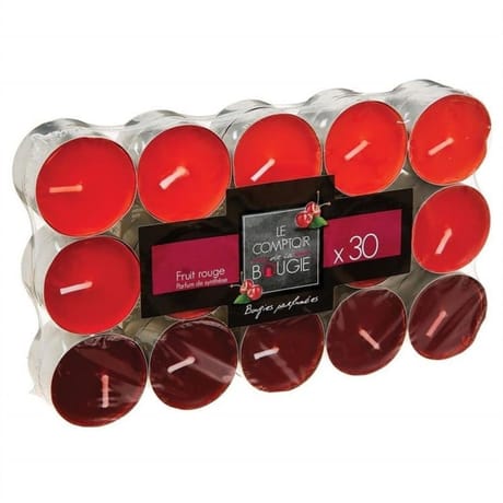 Lot de 30 bougies chauffe-plat parfum fruit rouge
