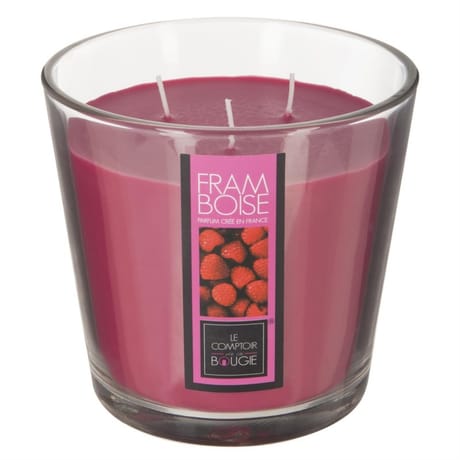 Bougie verre parfum framboise 500g