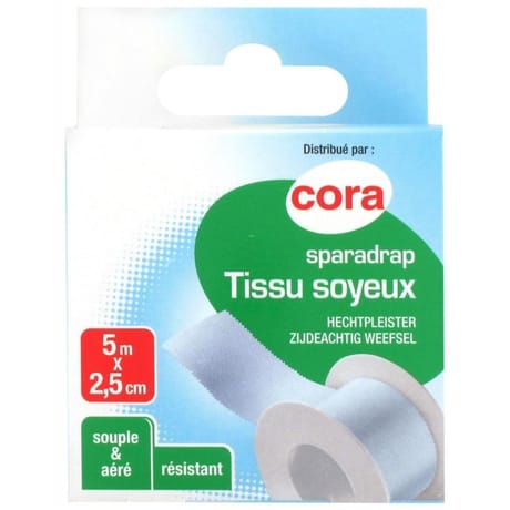 Cora sparadrap tissu soyeux couleur blanc 5m x 2.5cm