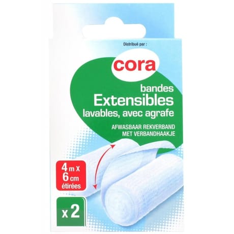 Cora Bandes extensibles lavables avec agrafe x2 4mx6cm