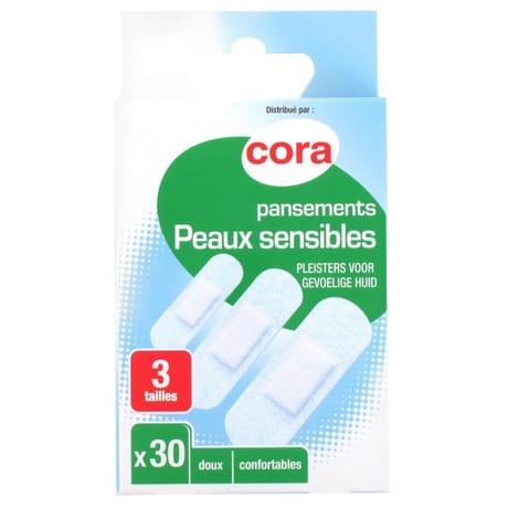 Cora pansements peaux sensibles 3 tailles x30