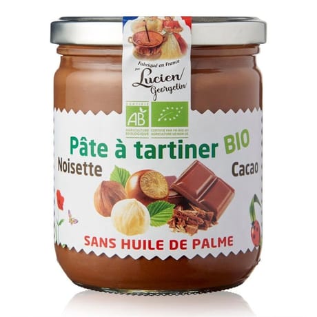 Lucien Georgelin pâte à tartiner bio noisette cacao sans huile de palme 400g