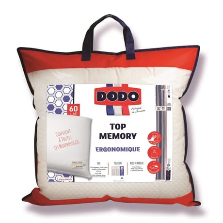 Dodo oreiller à mémoire de forme top memory 60x60cm