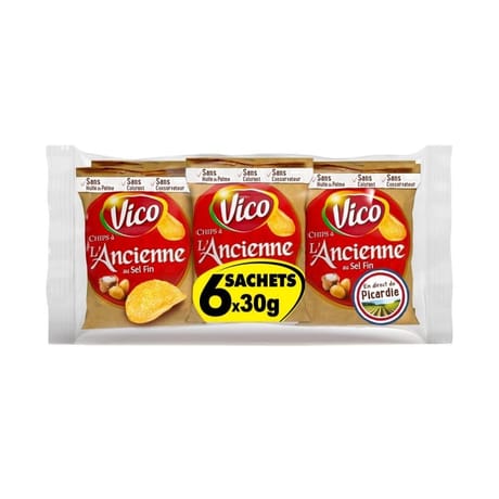 Vico chips à l'ancienne au sel fin multipack 6x30g