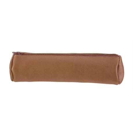 Trousse ronde cuir caramel marron