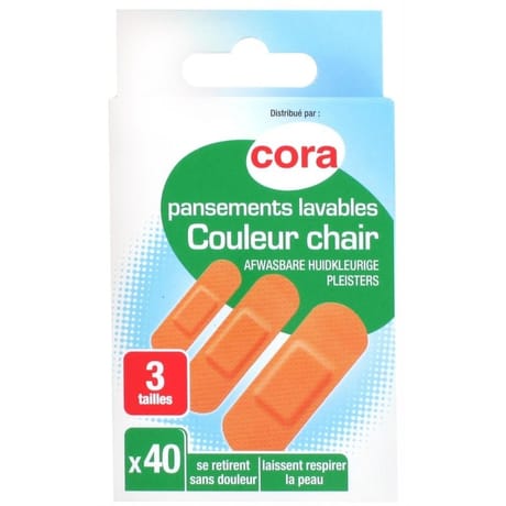 Cora pansements lavables couleur chair x40 - 3 tailles