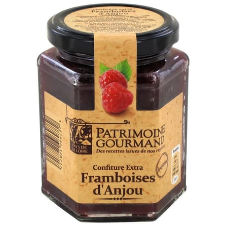 Patrimoine gourmand confiture extra de framboises épipinées d'Anjou 325g