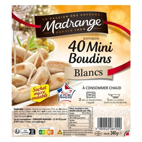 Madrange environ 40 mini boudins blancs 340g