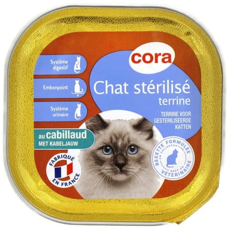 Cora terrine chat stérilisé au cabillaud 100g