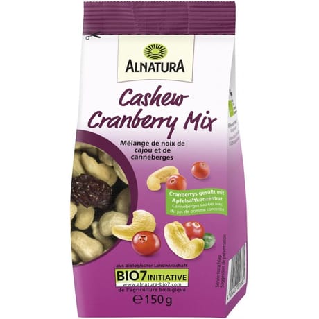 Alnatura mélange de noix de cajou et de canneberges bio  150g