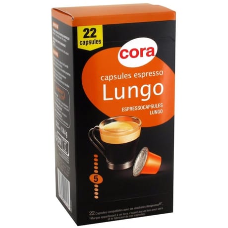 Cora capsules x 22 espresso lungo 114g