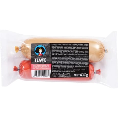 Tempe lot saucisse de foie d'alsace et colmett 400g