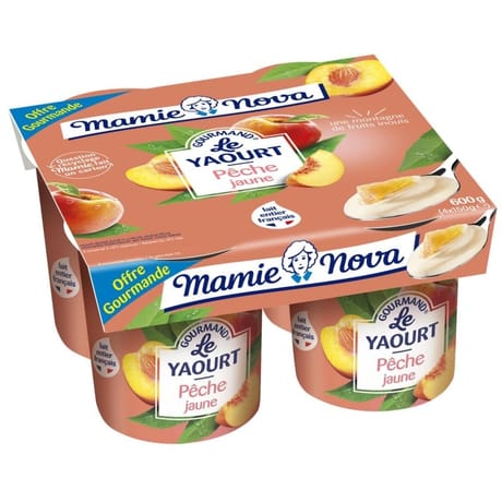 Mamie Nova yaourt gourmand pêche 4x150g offre gourmande
